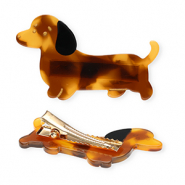 Haaraccessoires haarclips dachshund Brown-black-gold