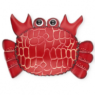 Leren portemonnee crab Red-sand beige-black-white
