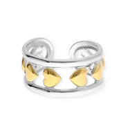 Ringen van Stainless steel Roestvrij staal (RVS) hearts Silver-gold