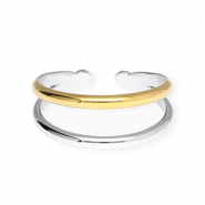 Ringen van Stainless steel Roestvrij staal (RVS) Silver-gold