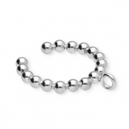 BY31&reg; Oorbellen van Stainless steel Roestvrij staal (RVS) ear cuff spheres with loop Silver