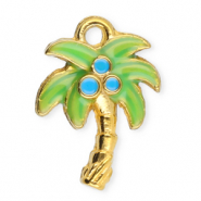 Bedels van Stainless steel Roestvrij staal (RVS) palmtree Gold-green-blue
