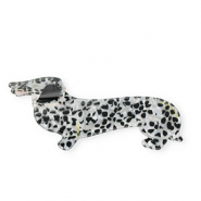 Haaraccessoires haarklem dachshund Pearl shine white-black-yellow