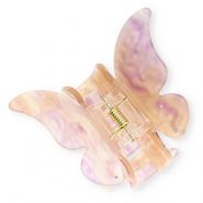 Haaraccessoires haarklem butterfly with loops Beige-mauve marble