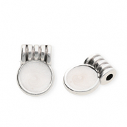 Metaal bedels DQ® round Antiek zilver-pearl white (nikkelvrij)