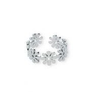 Ringen van Stainless steel Roestvrij staal (RVS) flower Silver