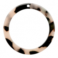 Hangers van resin rond 35mm Creme-black