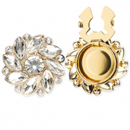 TQ metaal Brass button covers flower Gold-crystal