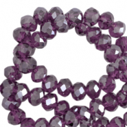 Facet kralen top quality disc 8x6 mm Aubergine purple-pearl shine coating