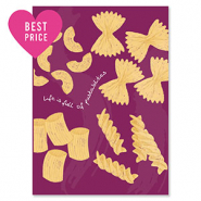 BY31® Kaartjes voor sieraden "Life is full of pasta-bilities" Magenta purple-yellow