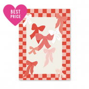 Kaartjes voor sieraden bows Red-pink-off white