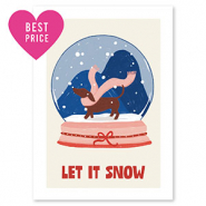 Kaartjes voor sieraden "Let it snow" Off white-red-blue