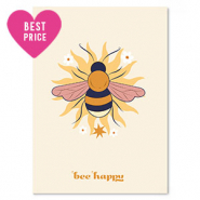 Kaartjes voor sieraden "bee happy" Yellow