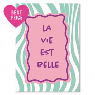 Kaartjes voor sieraden "la vie est belle" Green-pink