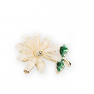 Broches flower White-green-gold