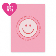 Kaartjes voor sieraden "You make me smile" Pink