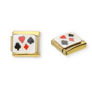 Italian charms losse schakels van Stainless steel Roestvrij staal(RVS) playcard Gold-white-red-black