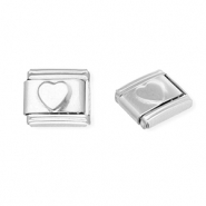 Italian charms losse schakels van Stainless steel Roestvrij staal(RVS) heart Silver