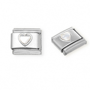 Italian charms losse schakels van Stainless steel Roestvrij staal(RVS) heart with strass Silver-crystal