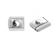 Italian charms losse schakels van Stainless steel Roestvrij staal(RVS) Yin & Yang Silver-black-white