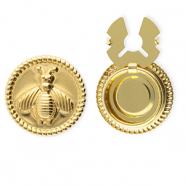 Button covers van Stainless steel Roestvrij staal (RVS) round with bee Gold