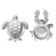 Button covers van Stainless steel Roestvrij staal (RVS) turtle Silver