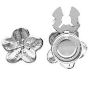 Button covers van Stainless steel Roestvrij staal (RVS) flower Silver