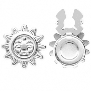 Button covers van Stainless steel Roestvrij staal (RVS) sun with face Silver