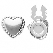Button covers van Stainless steel Roestvrij staal (RVS) heart Silver