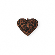 Statement hangers heart with leopard print Dark brown-black