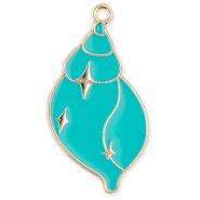 Metaal bedels shell Gold-turquoise
