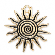Metaal bedels sun with spiral Gold-black