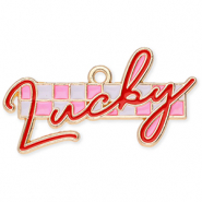 Metaal bedels "Lucky" Gold-red-white-pink