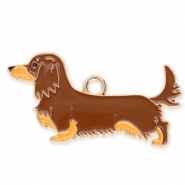 Metaal bedels dachshund Gold-brown