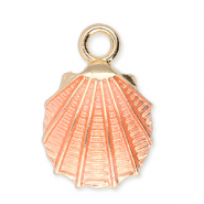 Metaal bedels shell Gold-peach pink