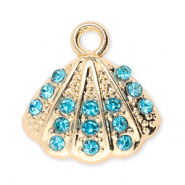 Metaal bedels shell with strass Gold-blue