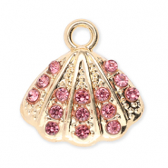 Metaal bedels shell with strass Gold-pink