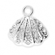 Metaal bedels shell with strass Silver-transparent