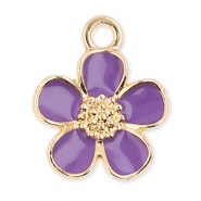 Metaal bedels flower Gold-purple