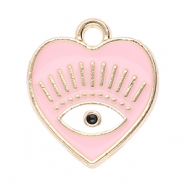Metaal bedels heart Eye of Providence Gold-light pink-white