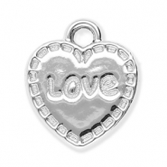 Metaal bedels heart "Love" Silver