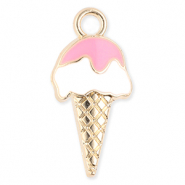 Metaal bedels ice lolly Gold-white-light pink