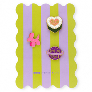 BY31® Kaartje met pins "Sushi" / balloon dog / "Give me space" Green-purple-pink-white-yellow