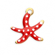 Bedels van Stainless steel Roestvrij staal (RVS) starfish Gold-red-white