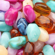 Kralen van acryl rectangle Multicolour-marble