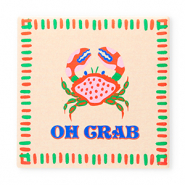 BY31&reg; Tegeltje met tekst "Oh crab" Light peach-red-green-blue