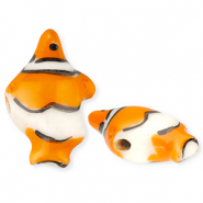 Keramiek kraal clownfish Orange-off white-black