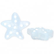 Glaskralen handgemaakt starfish Transparent light blue-white