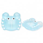 Glaskralen handgemaakt crab Transparent light blue-white-black