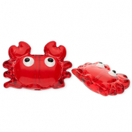 Glaskralen handgemaakt crab Transparent red-white-black